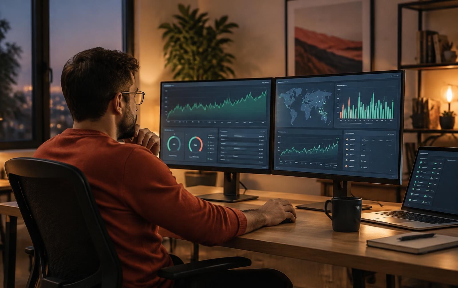 Engineer bekijkt monitoringdashboards